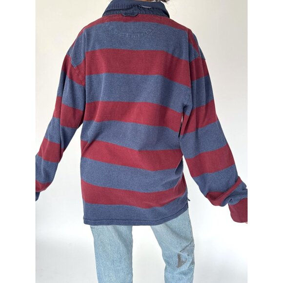 90s vintage GANT striped cotton collared rugby shirt polo unisex mens large 2XL - Picture 4 of 8
